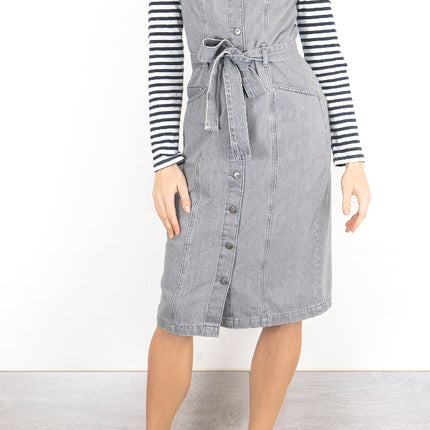 White Stuff Farrow Grey Denim Pinafore Dress-Quality Brands Outlet-