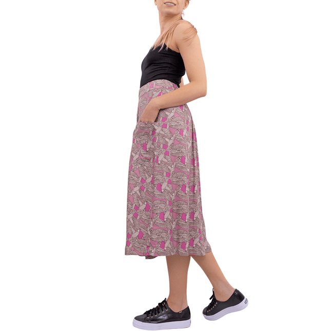 White Stuff Portray Pink Floral Print Lightweight Midi Skirt