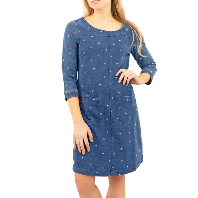 White Stuff Embroidered Jersey 3/4 Sleeve Short Shift Dress-Quality Brands Outlet-