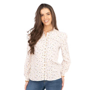 White Stuff Ivory Ditsy Floral Long Sleeve Lightweight Shirts