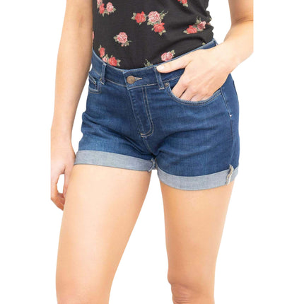 White Stuff Blue Denim Roll Up Shorts-Quality Brands Outlet-