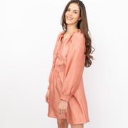 Next Long Sleeve Pink Jacquard Lightweight Flare Dress