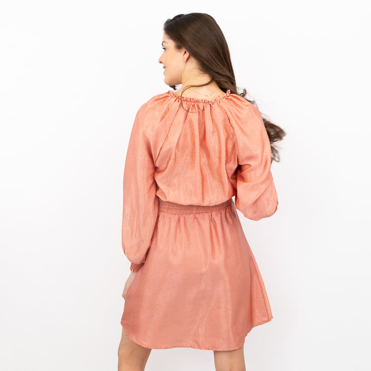Next Long Sleeve Pink Jacquard Lightweight Flare Dress