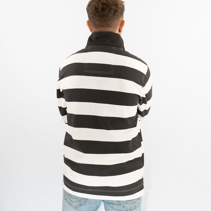 Crew Clothing Mens Padstow White Striped Classic Half Zip Sweatshirt Jumper Tops