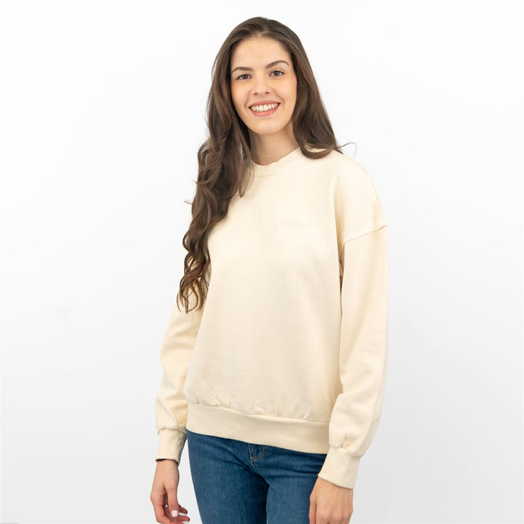 Carhartt Women Sweatshirts Ivory Long Sleeve Relaxed Fit Tops - Quality Brands Outlet - Christmas Sale - Black Friday Deals