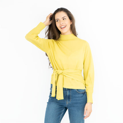 M&S Funnel Neck Tie Waist Jumper with Linen - Quality Brands Outlet