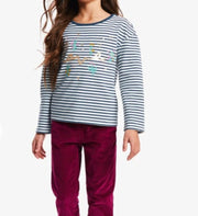 John Lewis Girls Navy Breton Stripe with Sparkle Love Embellishment Long Sleeve Tops - Quality Brands Outlet