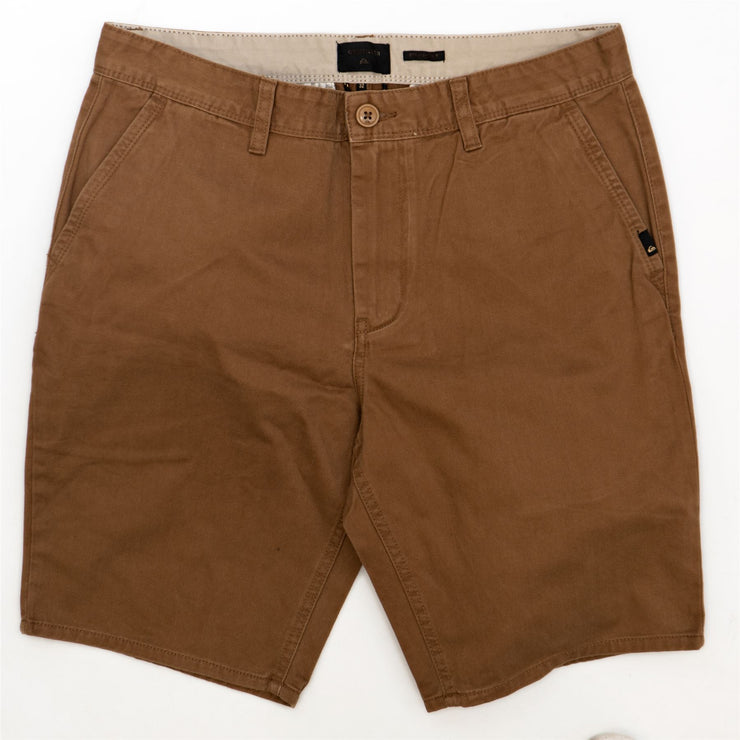 Quiksilver Men Natural Brown Cotton Chinos Classic Straight Fit Casual Summer Shorts, Size 31