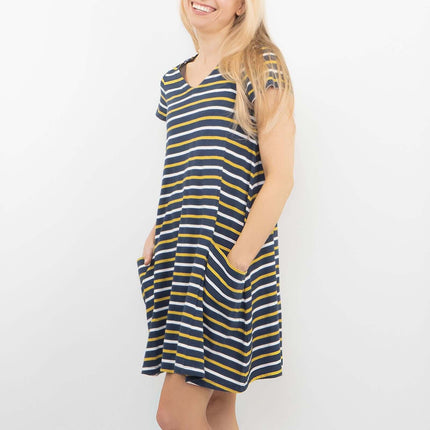 Seasalt Short Sleeve Clear Light Navy Breton Striped Relaxed Casual Jersey Dress-Quality Brands Outlet-