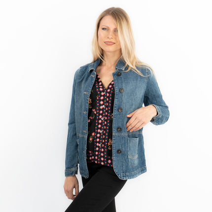 Black Floral Long Sleeve Relaxed Fit Shirts Button-Up Women's Tops-Quality Brands Outlet-
