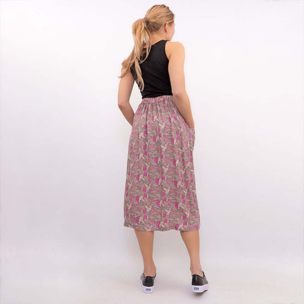 White Stuff Portray Pink Floral Print Lightweight Midi Skirt-Quality Brands Outlet-
