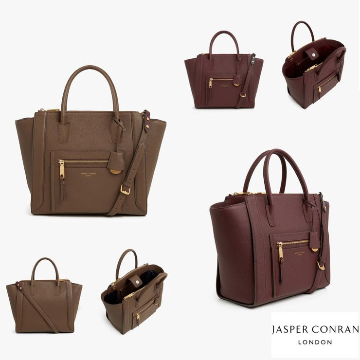 Jasper Conran Aubrey Winged Leather Grab Tote Bag - Quality Brands Outlet