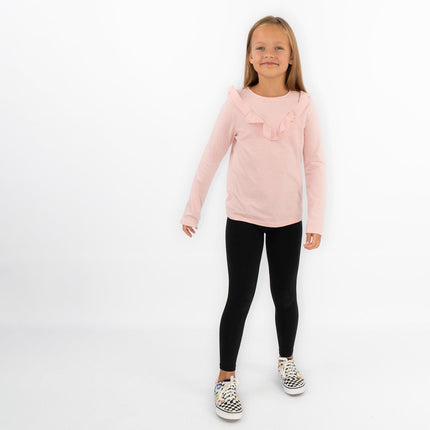 Girls Ruffle Long Sleeve Soft Jersey Tops in 2 Colours-Quality Brands Outlet-