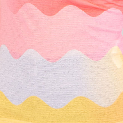 Coast Pink Chevron Print Long Sleeve Boat Neck Mesh Tops-Quality Brands Outlet-