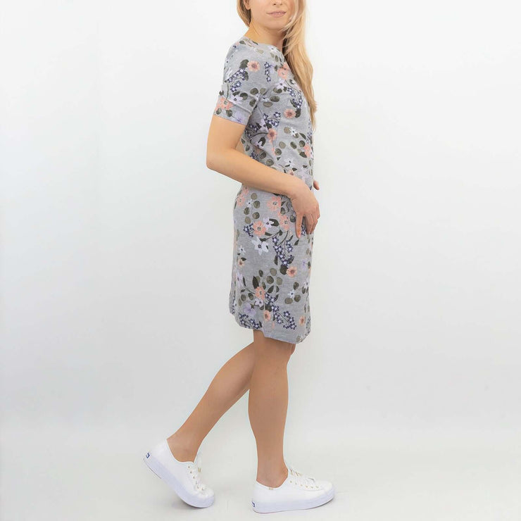 M&S Linen Blend Grey Floral Short Shift Dress