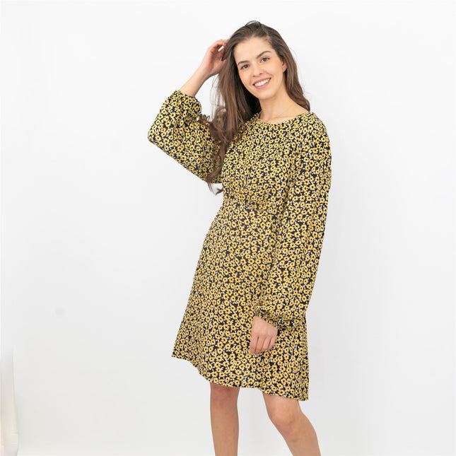 Karen Millen Sunflower Long Sleeve Lightweight Dress - Quality Brands Outlet