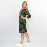 Seasalt Dawn Green Floral Cotton Blend Lightweight 3/4 Sleeve Midi Dresses