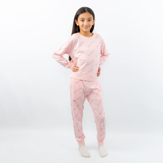 Juicy Couture Girls Pink Long Sleeve Relaxed Fit Soft Cotton Jersey Pyjama Set