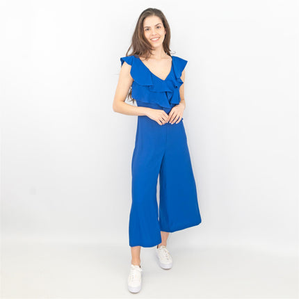 Coast Jojo Ruffle Cobalt Blue Sleeveless V-Neck Jumpsuit - Quality Brands Outlet
