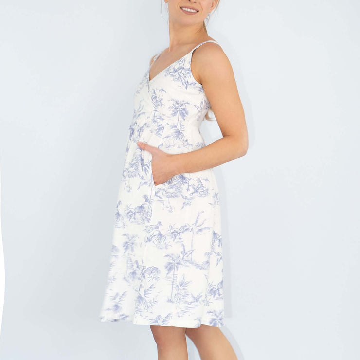 Heidi White Flamingo Sleeveless Summer Short Dress