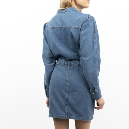 Oasis Blue Denim Long Sleeve Mini Dress-Quality Brands Outlet-
