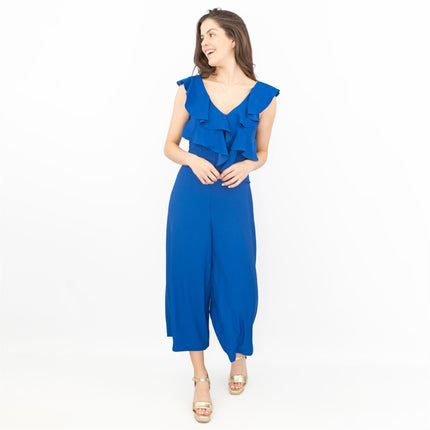 Coast Jojo Ruffle Cobalt Blue Sleeveless V-Neck Jumpsuit - Quality Brands Outlet