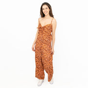J.Crew Women Brown Floral Sleeveless Strap Relaxed Fit Wide Leg Jumpsuit - Quality Brands Outlet