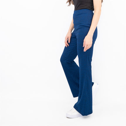 Nasty Gal Blue Ribbed Pull-On Flared Trousers-Quality Brands Outlet-
