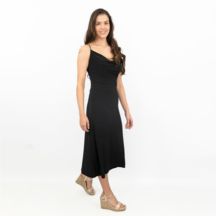 Coast Black Sleeveless Spaghetti Strap Lightweight Midi Dress-Quality Brands Outlet-