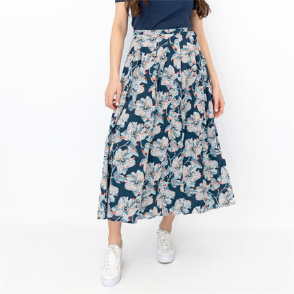Seasalt Artists Anemone Oil Paint Navy Blue Flare Midi Skirts-Quality Brands Outlet-