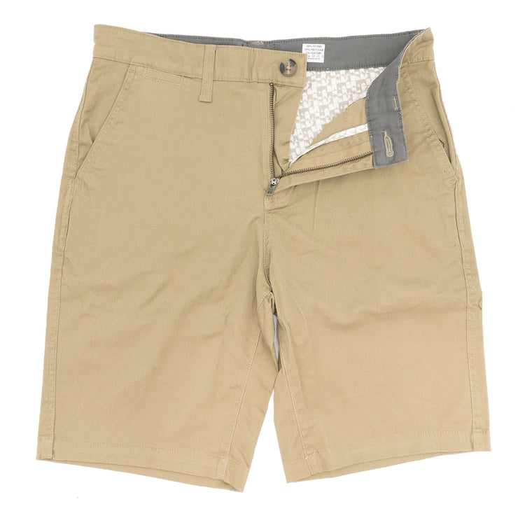 Quiksilver Men Light Brown Stretch Cotton Chinos Classic Straight Fit Casual Summer Shorts