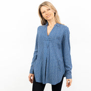 Thandie Blue Ditsy Floral Relaxed Fit Longline Blouse