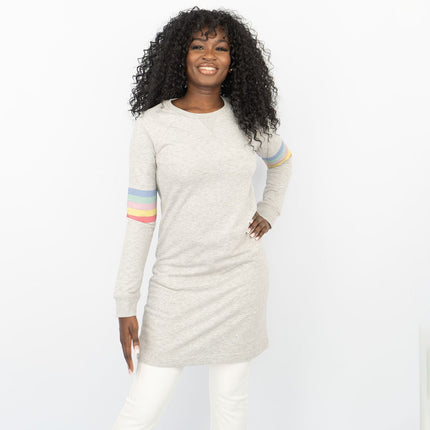 Boden Hannah Rainbow Sweatshirt Long Sleeve Jersey Short Dress-Quality Brands Outlet-