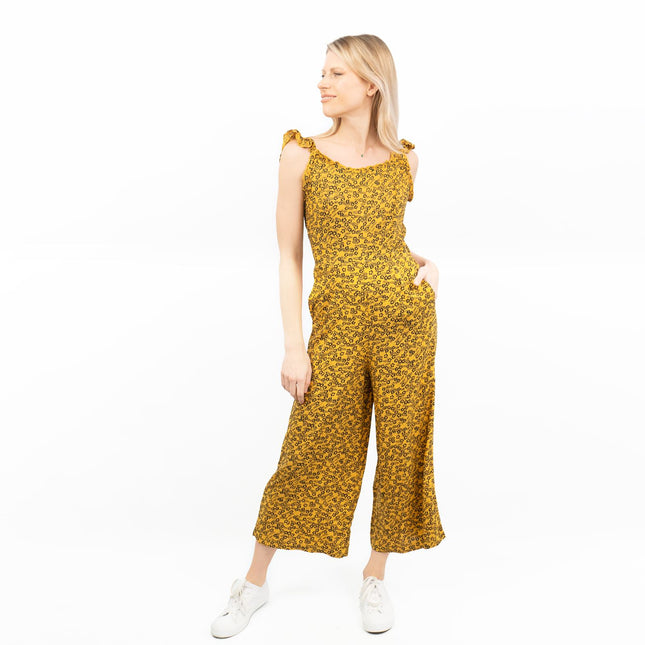 Next Yellow Floral Sleeveless Crop Wide Leg Lightweight Jumpsuit-Quality Brands Outlet-