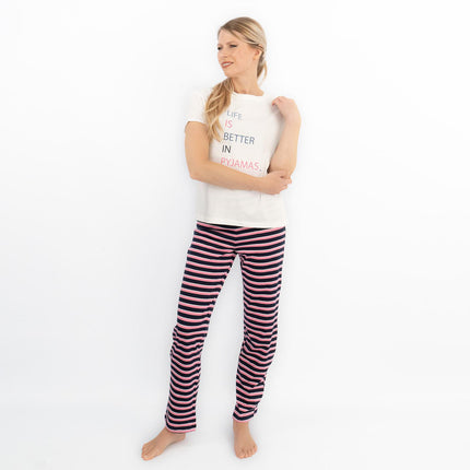 M&S Short Sleeve Soft Cotton Jersey Pyjamas Set-Quality Brands Outlet-