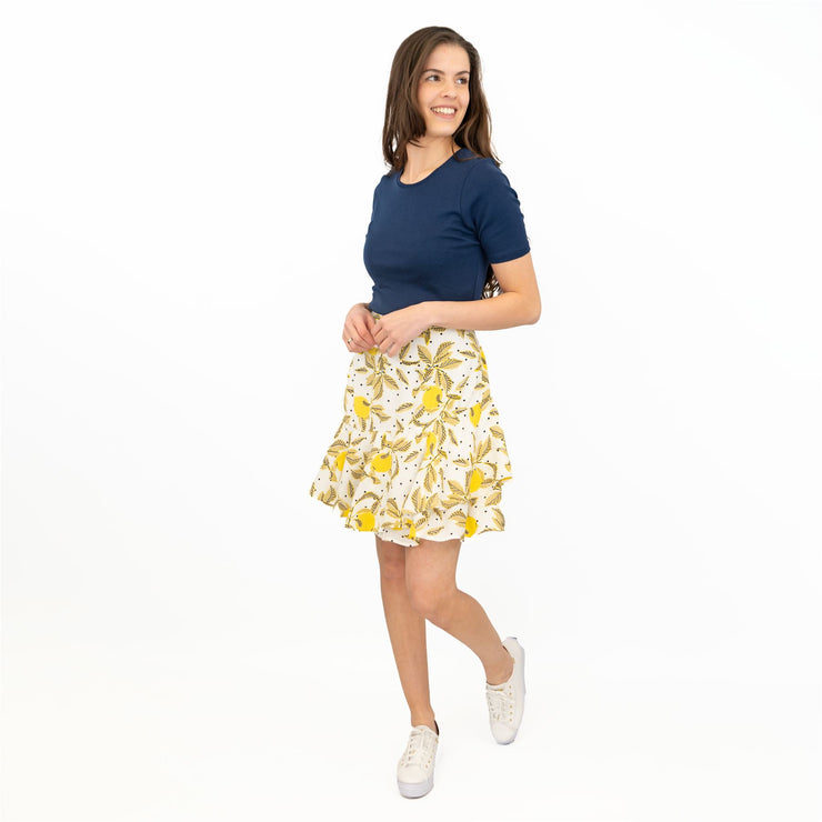 M&S Yellow Floral Flare Layers Short Skirts