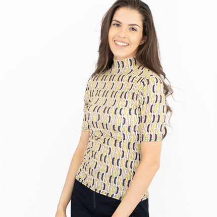 Karen Millen Geometric Print High Neck Short Sleeve Tops-Quality Brands Outlet-