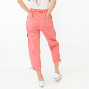 M&S Tencel Rich Pink Cargo Tapered Cropped Trousers - Quality Brands Outlet