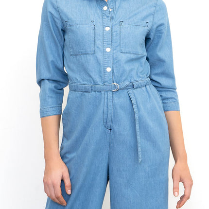 Womens Phase Eight Jumpsuit Denim Blue Lightweight Cropped Jarah Smart Casual - Quality Brands Outlet