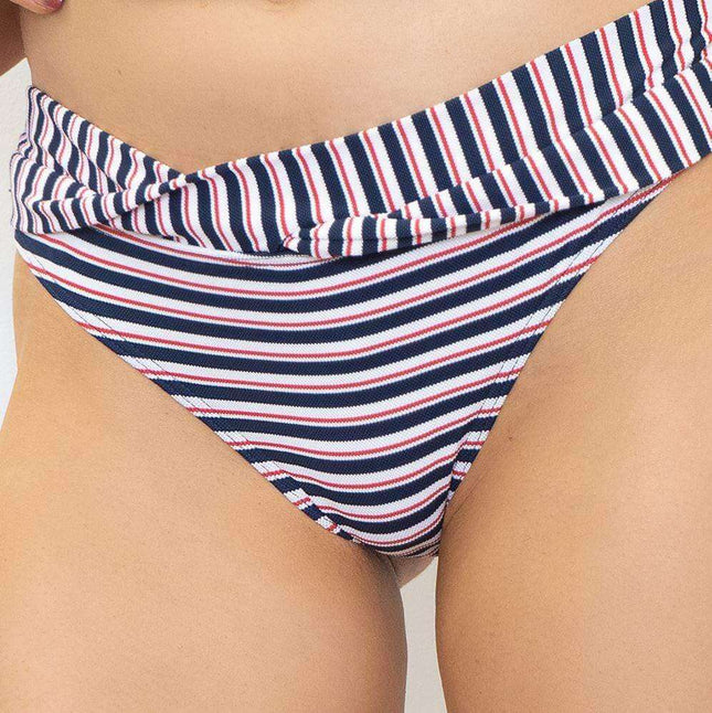 Navy Twist Breton Stripe Bikini Bottom-Quality Brands Outlet-