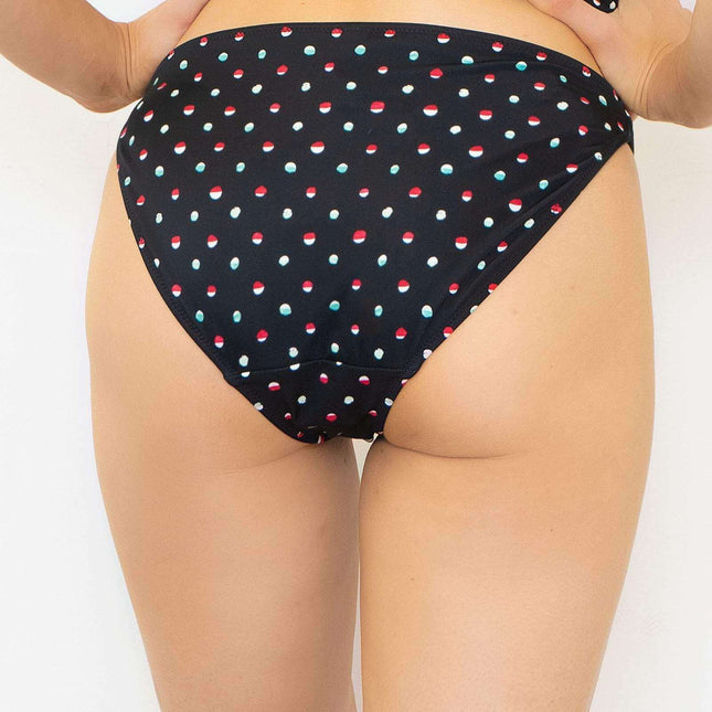 Black Polka Dot Spotty Bikini Bottom Brief for Women-Quality Brands Outlet-