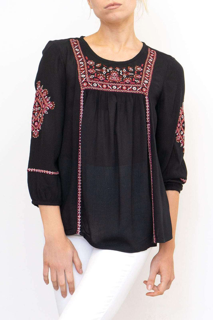M&Co Blouse Black / 10 M&Co Embroidered Sequinned Black Top