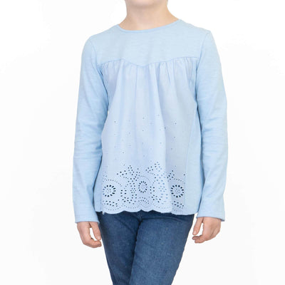 Next Girls Long Sleeve Blue Embroidered Top - Quality Brands Outlet