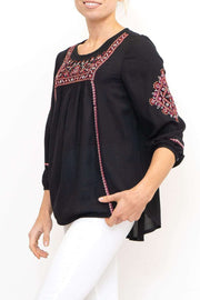 M&Co Blouse M&Co Embroidered Sequinned Black Top