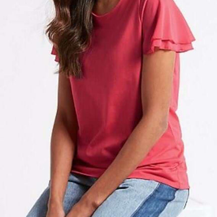 M&S Pure Cotton Flutter Sleeve Pink Blouse
