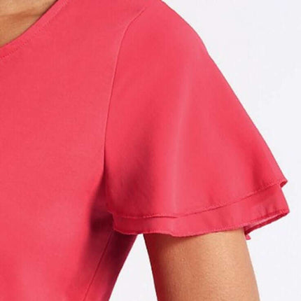 M&S Pure Cotton Flutter Sleeve Pink Blouse
