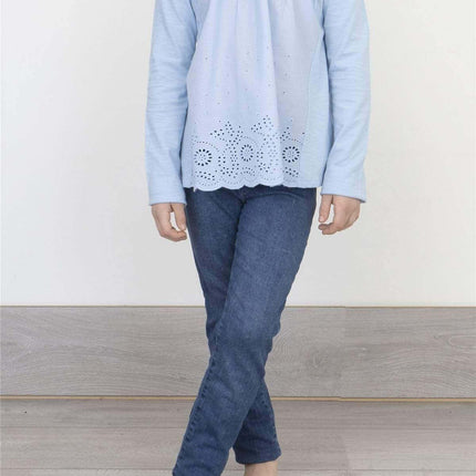 Next Girls Long Sleeve Blue Embroidered Top - Quality Brands Outlet
