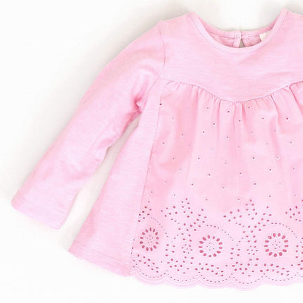 Next Girls Pink Long Sleeve Embroidered Cotton Top - Quality Brands Outlet