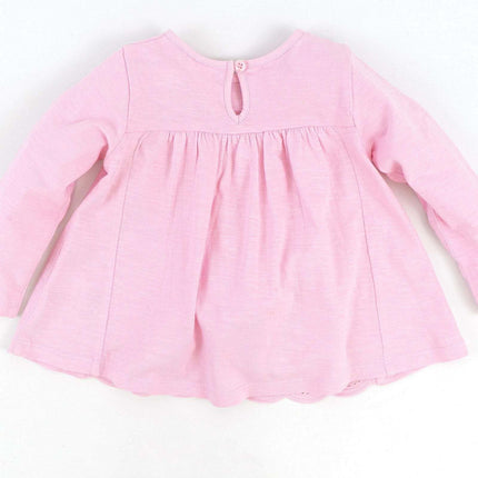 Next Girls Pink Long Sleeve Embroidered Cotton Top - Quality Brands Outlet