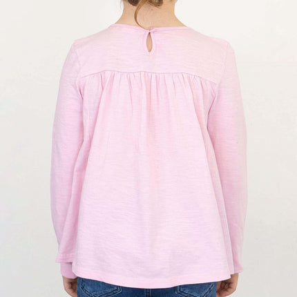 Next Girls Pink Long Sleeve Embroidered Cotton Top - Quality Brands Outlet